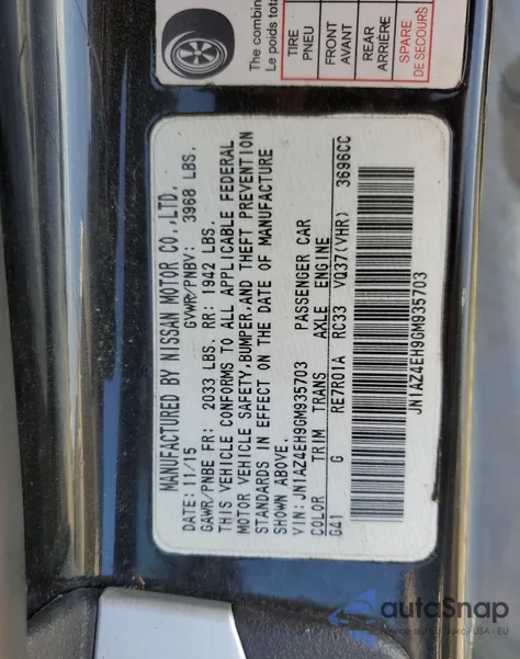 2016 Nissan 370Z Base z USA, uszkodzony, nr VIN JN1AZ4EH9GM935703